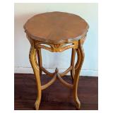 Beautiful Carved Round Wood Accent Table