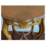 Beautiful Carved Round Wood Accent Table