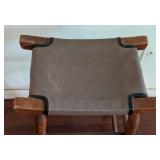 Vintage Leather and Wood Stool