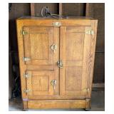Antique Allice Oak Ice Box Refrigerator