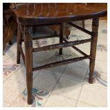 Round Oak Dining Table and Pressed Back Chairs