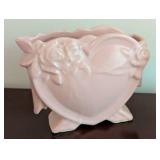 Vintage Lady Head Planter Vase and Ceramic Heart Vase