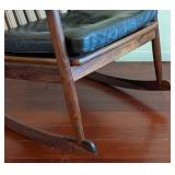 Mid Century Danish Rosewood and Leather Rocking Chair