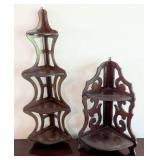 Pair of Mahogany Wood Corner Wall Shelves