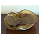 Vintage Orange Swirled Art Glass Bowl