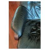 Vintage Danish Style Black Leather Armchair and Ottoman