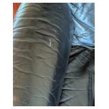 Vintage Danish Style Black Leather Armchair and Ottoman