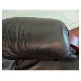 Vintage Danish Style Black Leather Armchair and Ottoman