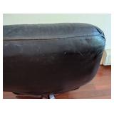 Vintage Danish Style Black Leather Armchair and Ottoman