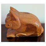 Carved Wood Cat Sculpture