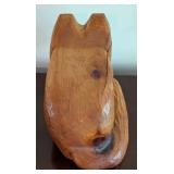 Carved Wood Cat Sculpture