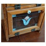 Peite Wood and Stained Glass Storage Cabinet