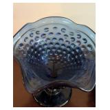 Fenton Blue Hobnail Glass Bowl and Covered Dish
