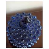 Fenton Blue Hobnail Glass Bowl and Covered Dish