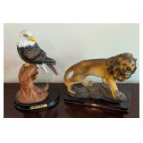 Large Eagle and Lion Resin Figurines