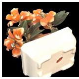 Two Jade Coral Elements Circular Wall Plaques and Coral Bonsai Tree