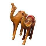Pair of Wooden Carved Camel Figurines