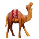 Pair of Wooden Carved Camel Figurines