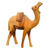 Pair of Wooden Carved Camel Figurines