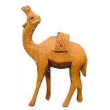Pair of Wooden Carved Camel Figurines
