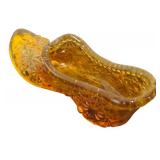 Vintage Fenton Blue Glass Heeled Boot, Vintage Fenton Amber Glass Shoe & Vintage Fenton Milk Glass Boot