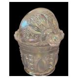 Two Gorgeous Vintage Imperial Iridescent Glass Lidded Dishes