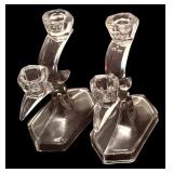 Crystal Candle Holder, Duiske, Irish Crystal, Double Light, Lead Crystal