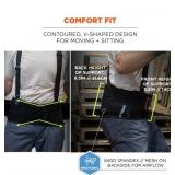 NEW Ergodyne ProFlex 2000SF 840D Spandex Back Support Brace with Sticky Fingers - BLACK - LARGE