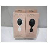 Pair of NEW Lunata Beauty The Mini Wet/Dry Hair Brushes - White and Black