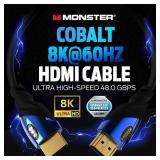 Monster 4Ft Ultra High-Speed Cobalt 2.1 HDMI Electronic Cable 48Gbps with eARC 8K at 60Hz for Superior Video Sound Quality for Playstation PS5, Xbox Series X, Roku, Television, Laptop, Monitor, PC