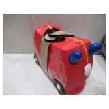 Trunki Ride-On Kids Suitcase | Tow-Along Toddler Luggage | Carry-On Cute Bag with Wheels Frank Fire Truck Red