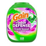 NEW Gain Flings! Odor Defense Fresh Boost Laundry Detergent Pacs, Vibrant Bloom, 108 ct.