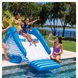 NEW WOW Sports Cascade Inflatable Pool Slide with Sprinkler - Blue