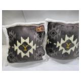 NEW 2 Pack of Yellowstone Silk Touch Pillows With Sherpa Back, 22" x 22" - Ombre Border