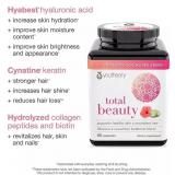 NEW Youtheory Total Beauty Hyaluronic Acid, Keratin & Biotin Capsules 90 ct.