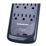 Monster 6-Outlet Wall Tap Surge Protector 1 USB-C 1 USB-A - Black