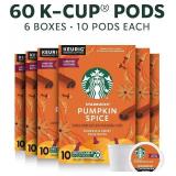 NEW 6 Pack of 10 Count Starbucks Pumpkin Spice K-Cups (60 Total) - BB 2-27-25