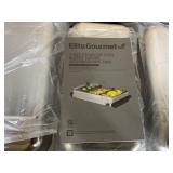 Elite Gourmet 7.5 Quart Triple Buffet Server Food Warmer Temperature Control, Clear Slotted Lids