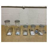 LOT OF 5 Kliner Glass Jars