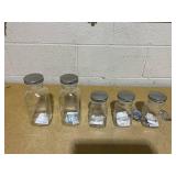 LOT OF 5 Kliner Glass Jars