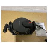 KitchenSmith Nonstick Waffle Maker Black: Aluminum, 180° Rotating, Folding Handle, Drip Tray, 1000W