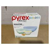 6PCS Pyrex Sculpted Tinted Lidded Mixing Bowl Set: Glass Bowls with Lids
