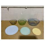 6PCS Pyrex Sculpted Tinted Lidded Mixing Bowl Set: Glass Bowls with Lids