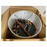 Cut Off Base Floor Lamp Black/Brown Metal/Wood - Threshold