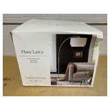 Knurled Metal Arc Floor Lamp with Tiered Shade Brass - Threshold