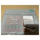 4PCS Twin Size Kaycie Gray Microfiber Sheet Set