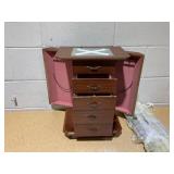 5-Drawer Large Storage Stand Armoire Mirror Jewelry Chest Wooden Bedroom Cabinet