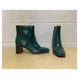 INC Womens Green Dasha Square Toe Booties