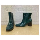 INC Womens Green Dasha Square Toe Booties