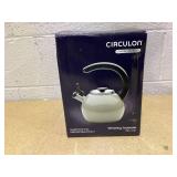 Circulon Enamel on Steel Whistling Teakettle/Teapot With Flip-Up Spout, 2 Quart - Gray